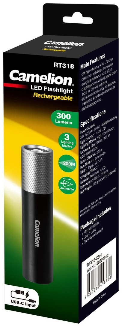 Перезаряжаемый фонарик Camelion RT318-CBH — 3