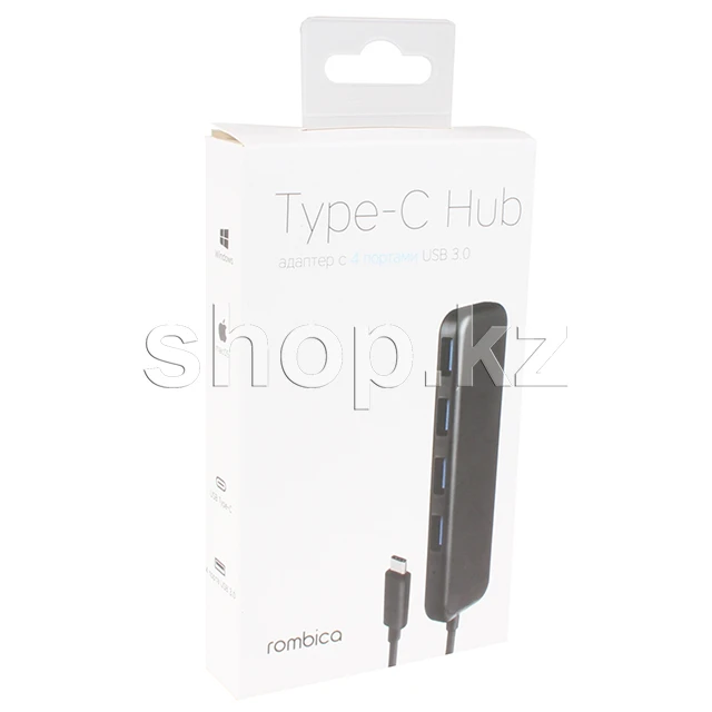 USB-хаб USB HUB 4-port USB 3.0 to USB Type-C Rombica TC-00020, Black — 4
