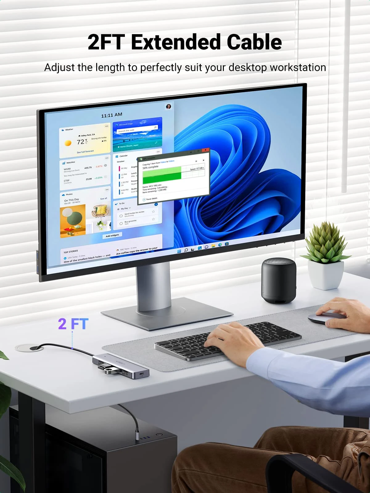 USB-хаб USB HUB 4-port USB 3.0 Ugreen CM219 (USB Type-C), Silver — 2