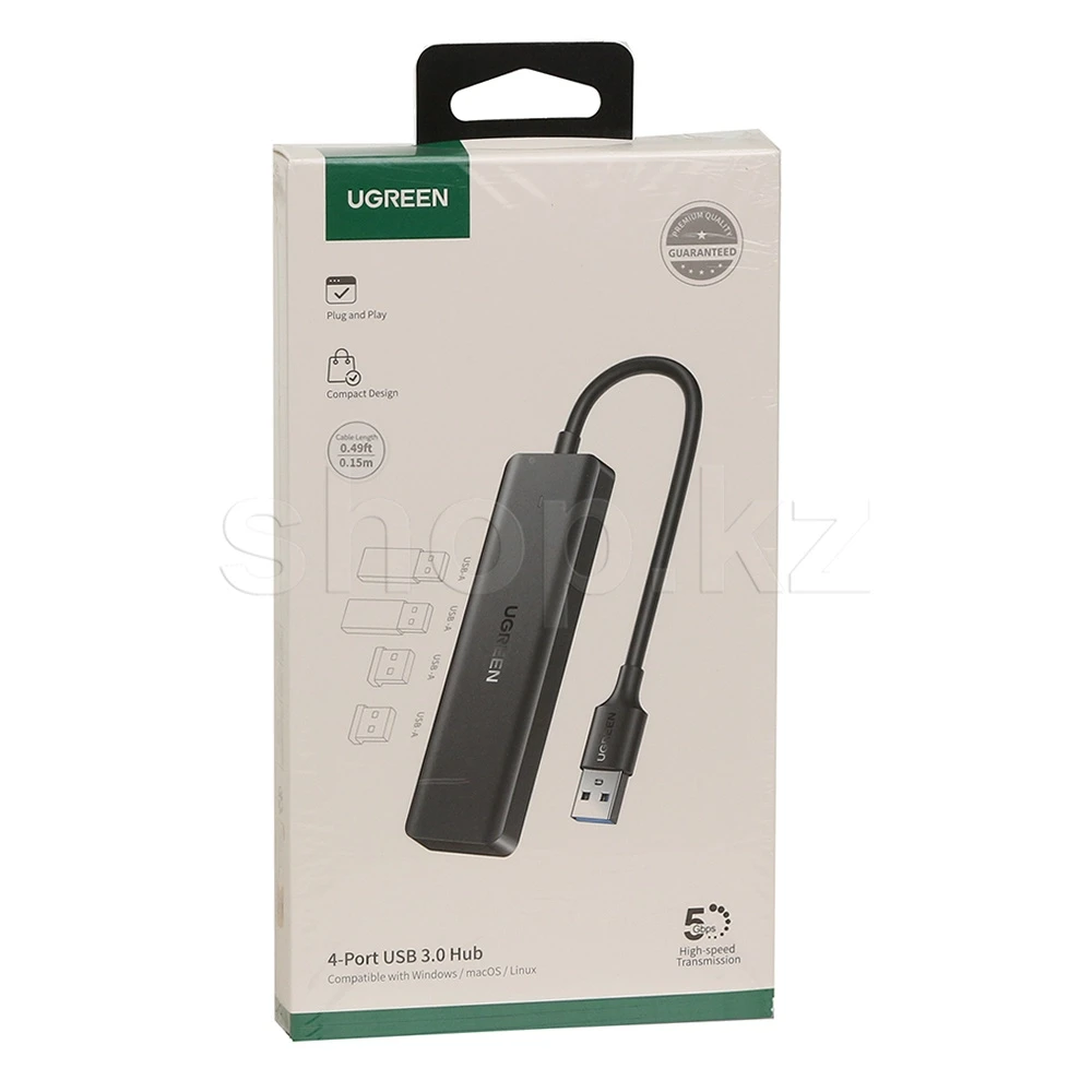 USB-хаб USB HUB 4-port USB 3.0 Ugreen CM219, Black — 3
