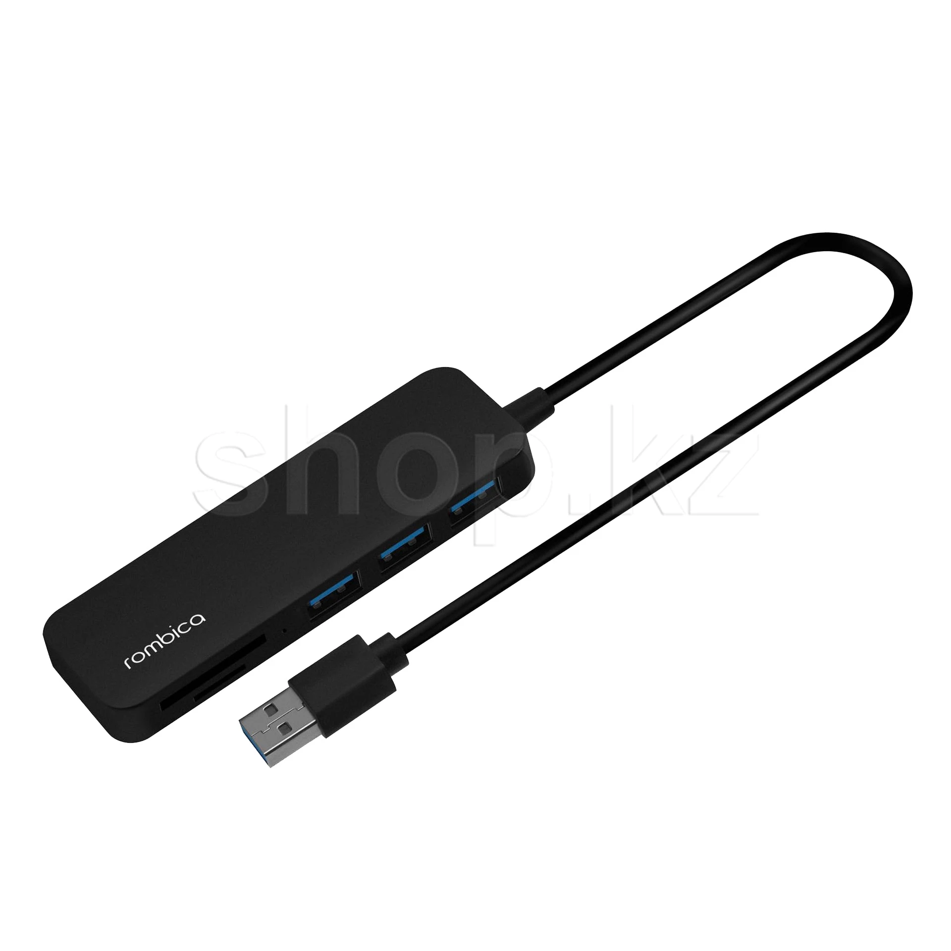 USB HUB 5-port USB 3.0 Rombica Velius TC-00266, 3х USB 3.0, SD, microSD, Black