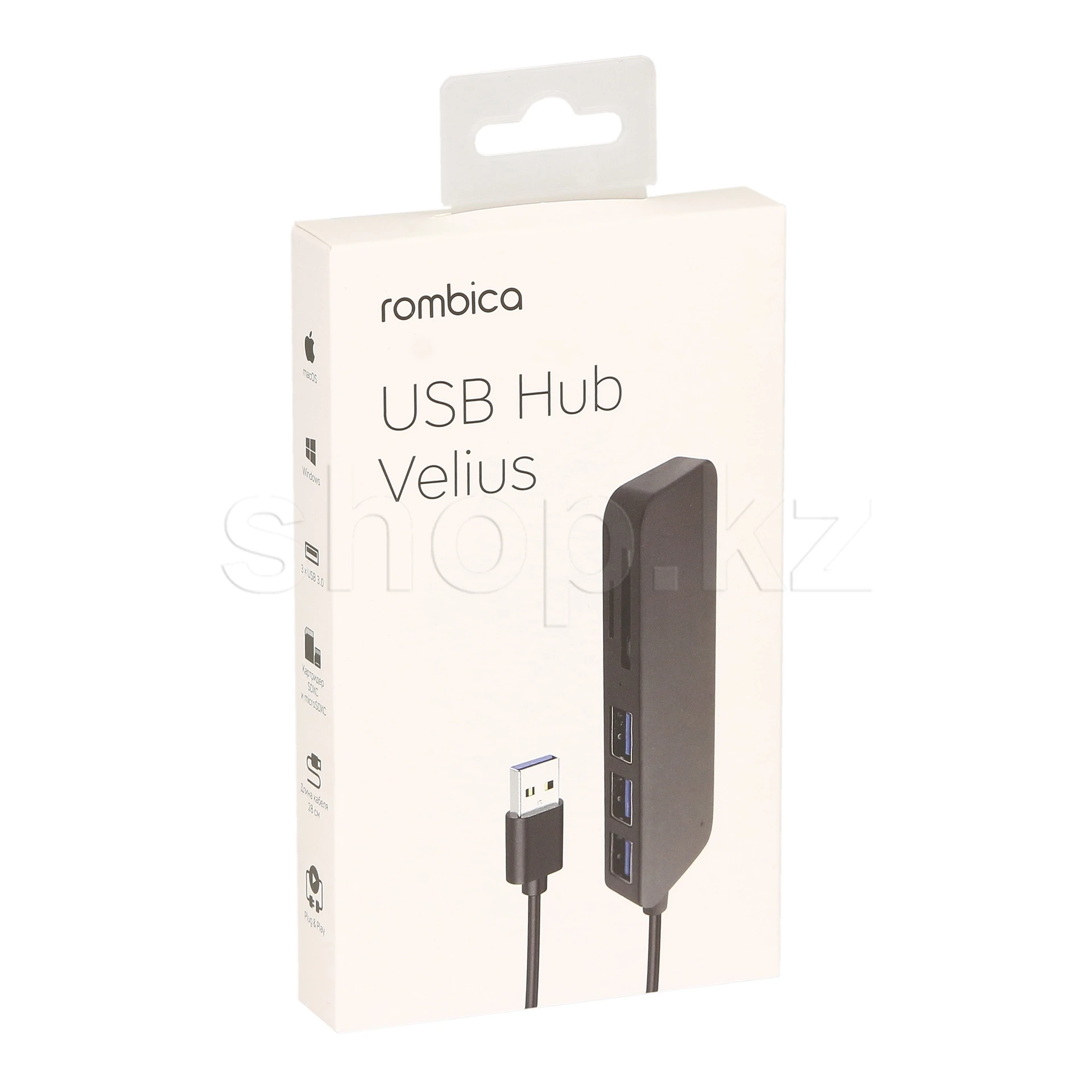USB HUB 5-port USB 3.0 Rombica Velius TC-00266, 3х USB 3.0, SD, microSD, Black — 5