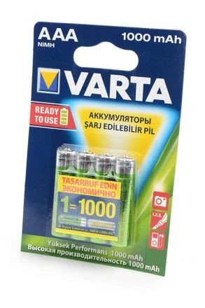 Аккумулятор Varta AAA HR03, 1000mAh/1.2V, NiMH, 2шт. (5703)