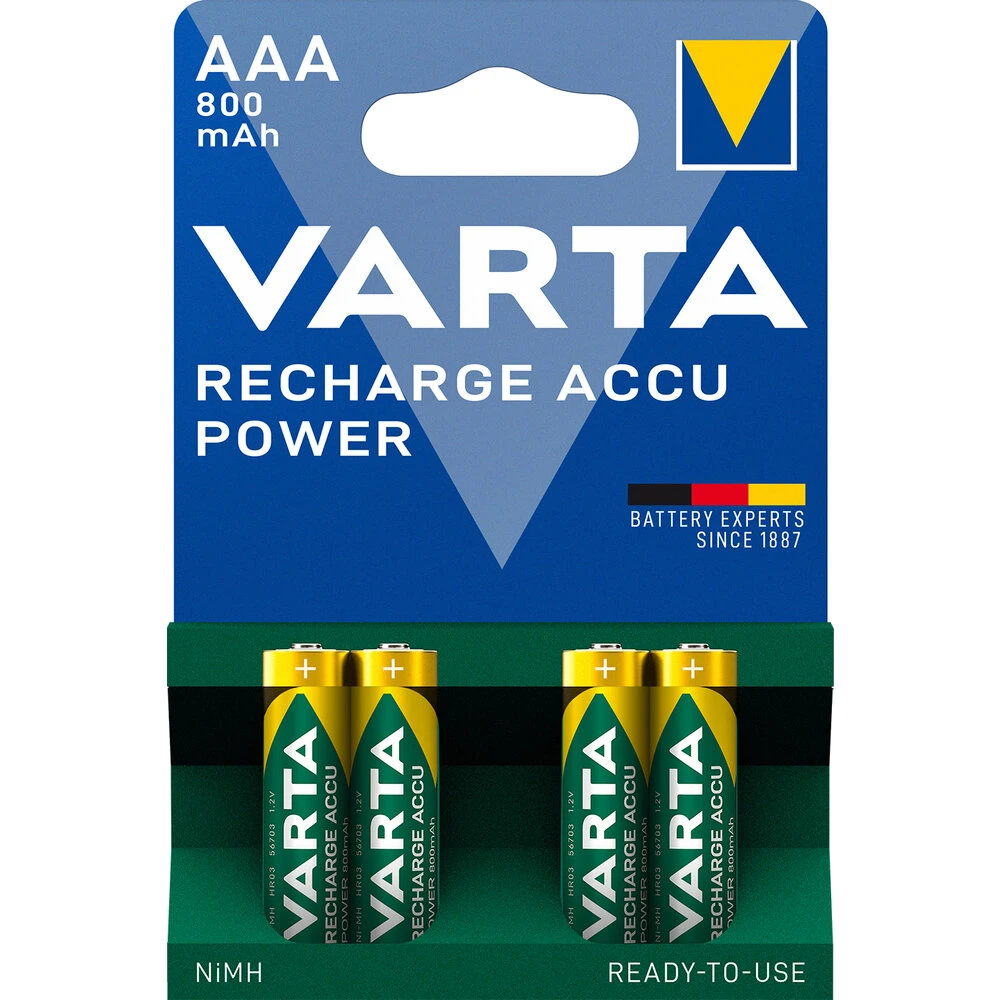 Аккумулятор Varta AAA Ready2Use HR03, 800mAh/1.2V, NiMH, 4шт.