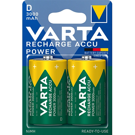 Аккумулятор Varta D Mono Torcia Accu, 3000mAh 1.2V-HR20/D, 2шт.