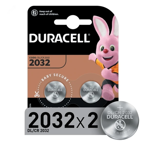 Батарейка Duracell CR2032, 3V, Lithium, в блоке 2шт.