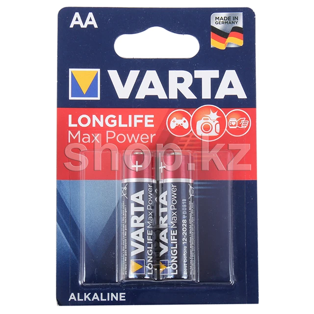 Батарейка Varta AA LR6 MN1500 Longlife Max Power, 1.5V, в блоке 2шт.(4706)