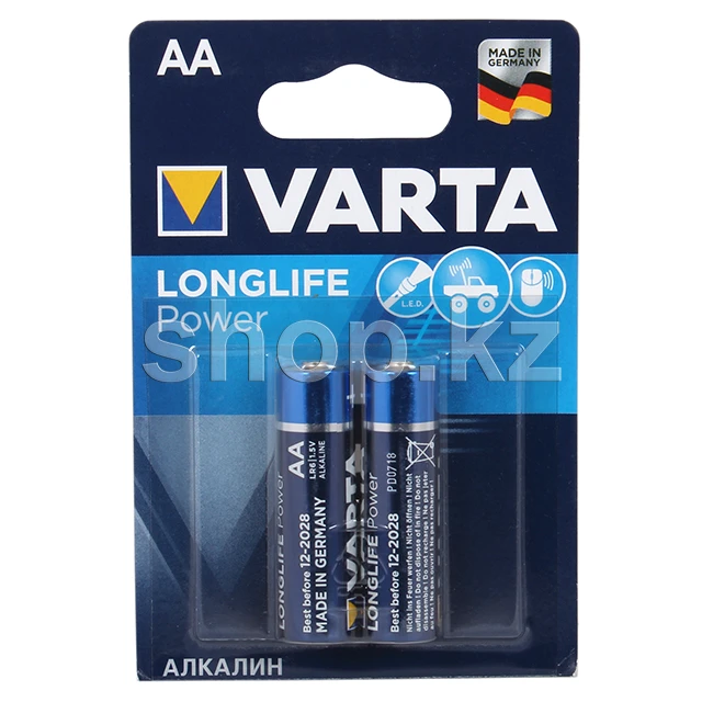 Батарейка Varta AA LR6 MN1500 Longlife Power, 1.5V, в блоке 2шт.