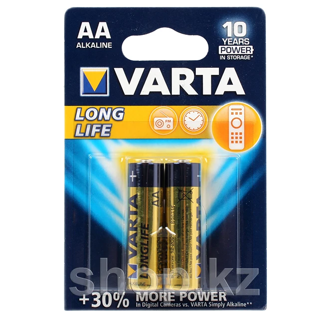 Батарейка Varta AA LR6 V1500 Longlife, 1.5V, в блоке 2шт.(4106)