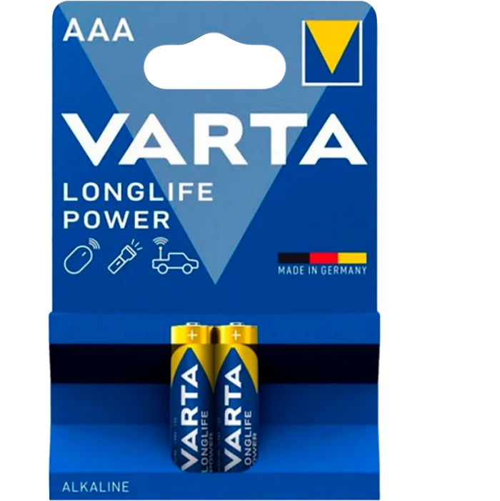 Батарейка Varta AAA LR03 High Energy/Longlife power, 1.5V, Alkaline, в блоке 2шт.
