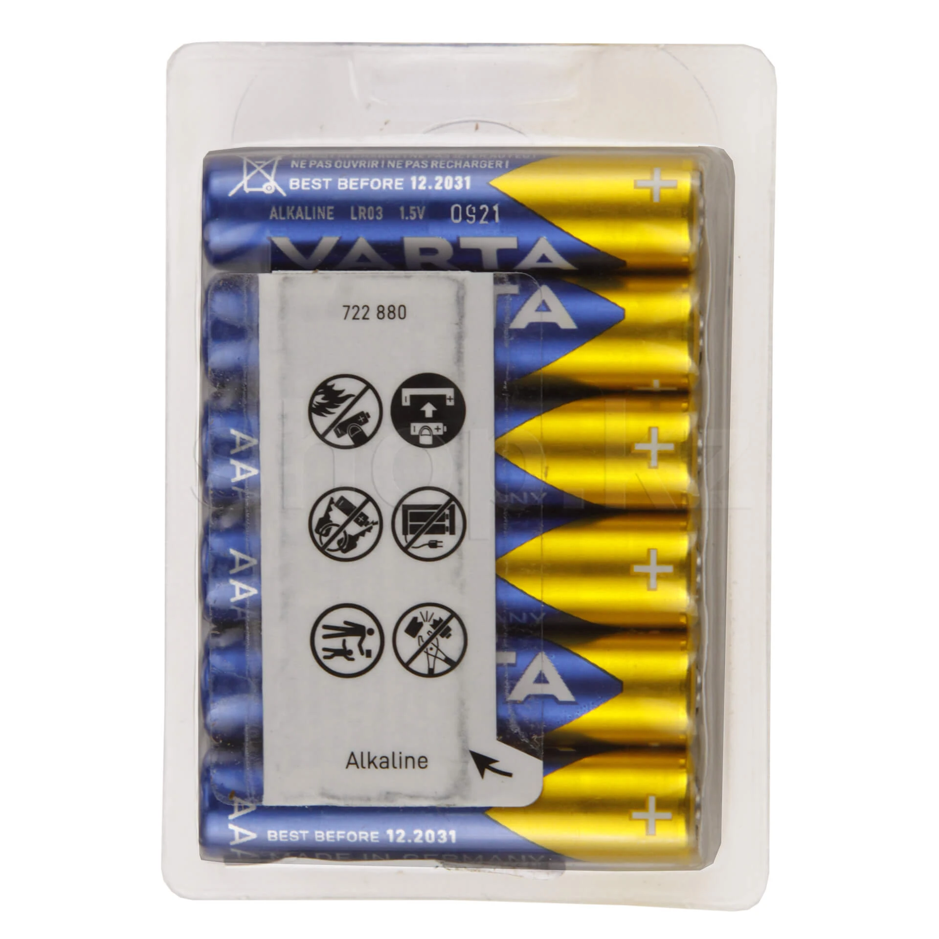 Батарейка Varta AAA LR03 Longlife Power, 1.5V, Alkaline, в блоке 12шт. — 2