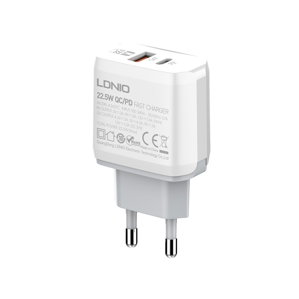 Зарядное устройство LDNIO A2421C, сеть, Type-C, White