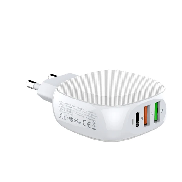 Зарядное устройство LDNIO A3510Q, сеть, 2xUSB, USB-C, White — 2