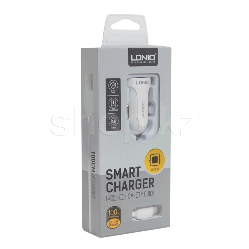 Зарядное устройство LDNIO DL-C17, автомобиль, для USB-устройств, кабель Lightning, White — 2