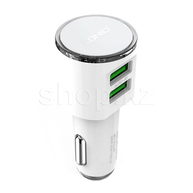 Зарядное устройство LDNIO DL-C29, автомобиль, для USB-устройств, кабель Lightning, White