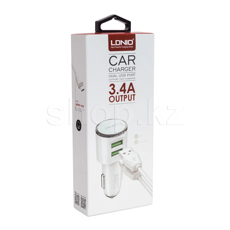 Зарядное устройство LDNIO DL-C29, автомобиль, для USB-устройств, кабель USB Type-C, White — 2