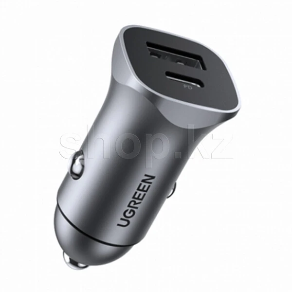 Зарядное устройство Ugreen CD130, для зарядки Type-C и USB-A устройств, автомобиль, 4.8A, Space Gray