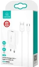 Зарядное устройство Usams T48, сеть, для USB-устройств, 3A, 18W, 1xUSB, White