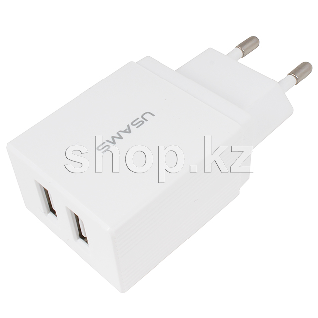 Зарядное устройство Usams US-CC090, сеть, для USB-устройств, 2.1A, White