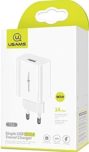 Зарядное устройство Usams US-CC83, сеть, для USB-устройств, 3A, White