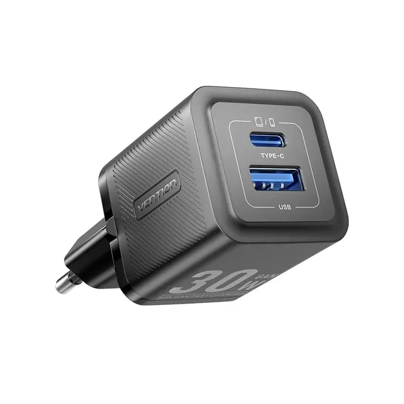 Зарядное устройство Vention FEQB0-EU, сеть, 30W, USB Type-C, USB A, Black