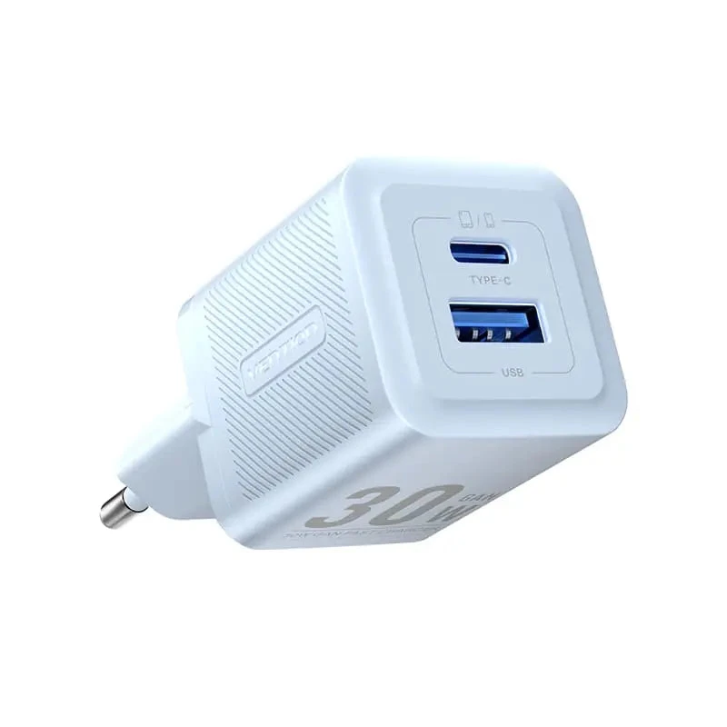 Зарядное устройство Vention FEQB0-EU, сеть, 30W, USB Type-C, USB A, Black — 4