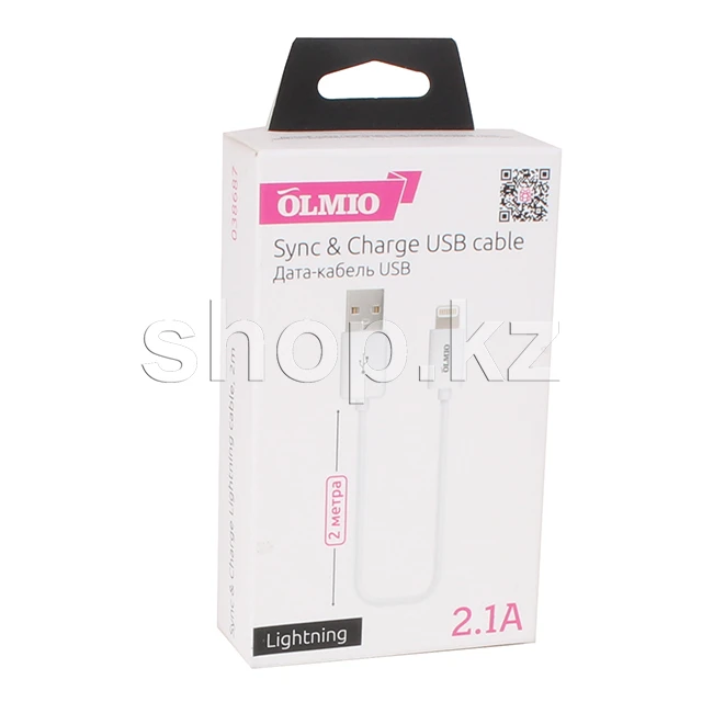 Кабель Apple Lightning OLMIO, 2m, White — 2