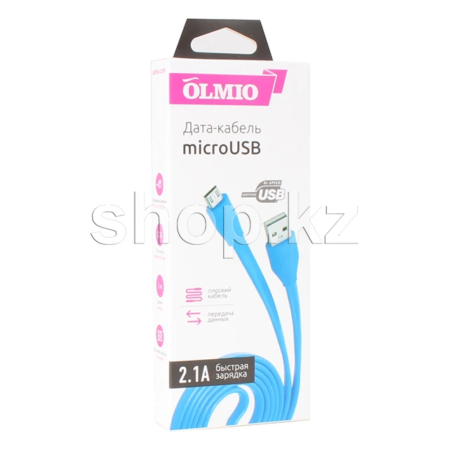 Кабель Micro USB OLMIO, 1m, Blue — 2