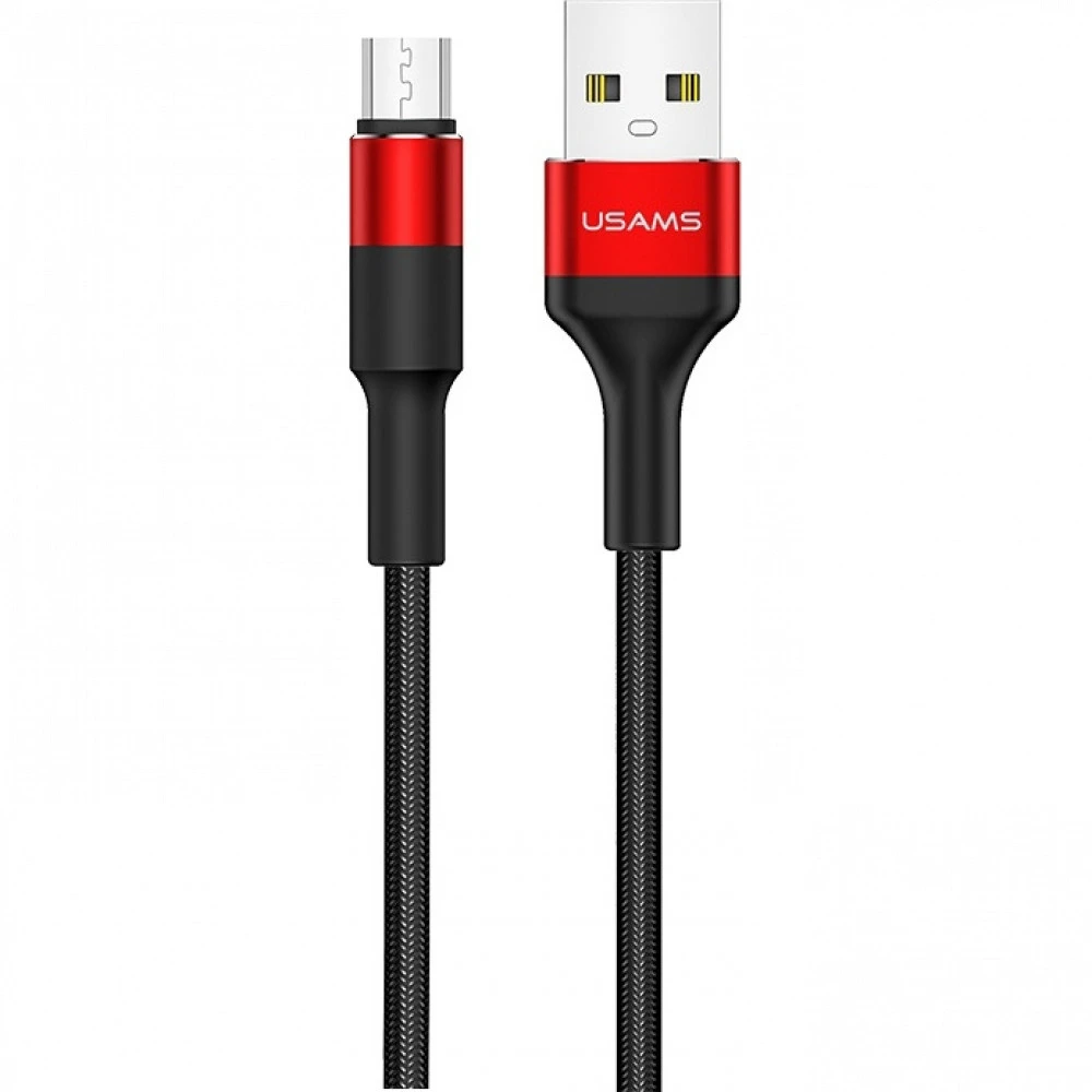 Кабель Micro USB Usams SJ-224, 1.2m, Black-Red
