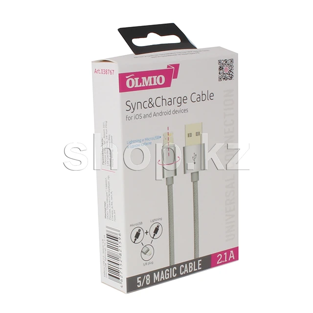 Кабель Micro USB/Lightning OLMIO 5/8 Magic, 1m, Grey — 2
