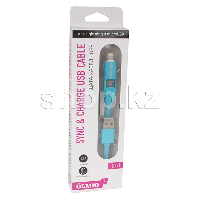 Кабель Micro USB/Lightning OLMIO, 1m, Blue — 2