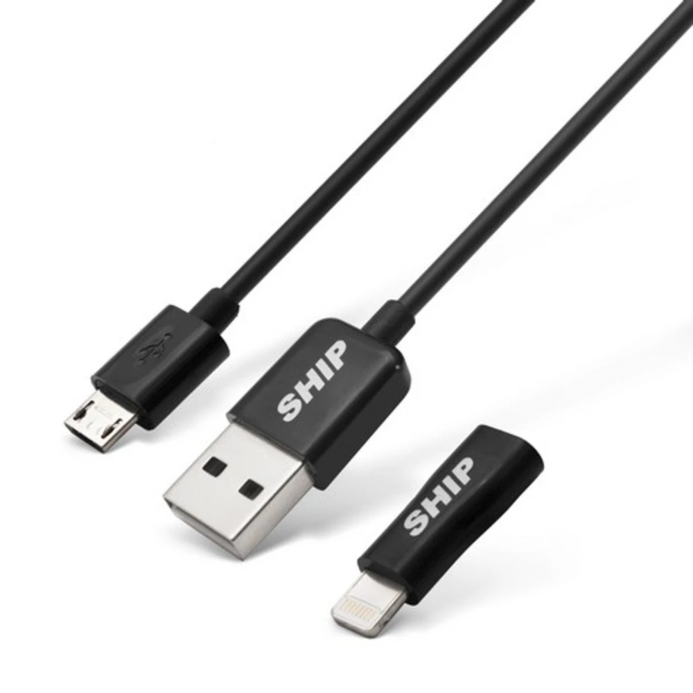 Кабель Micro USB+ Apple 8pin SHIP API08MUPBB, Black, 1м, BOX
