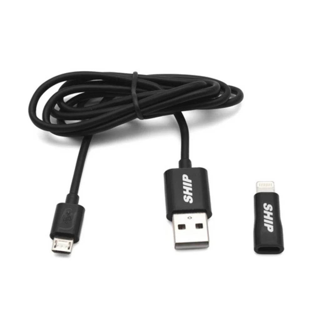 Кабель Micro USB+ Apple 8pin SHIP API08MUPBB, Black, 1м, BOX — 2