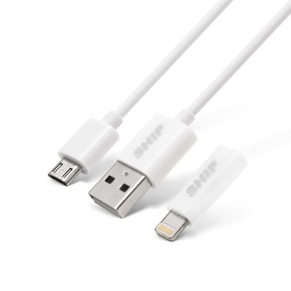 Кабель Micro USB+ Apple 8pin SHIP API08MUPWB, White, 1м, BOX