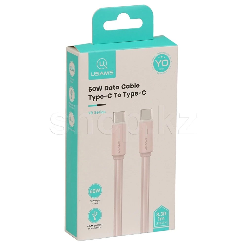 Кабель USB Type-C - Type-C Usams US-SJ734, 1m, Pink — 2