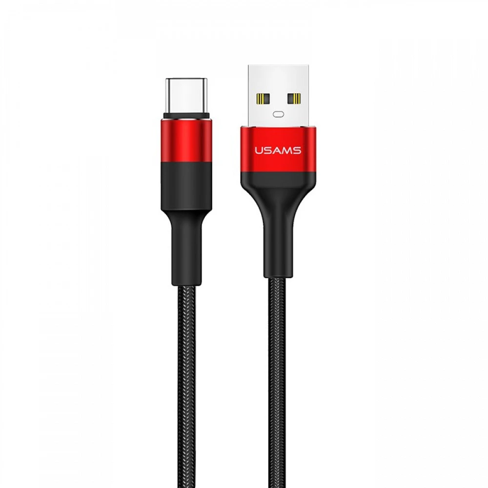 Кабель USB Type-C Usams SJ-221, 1.2m, Black-Red
