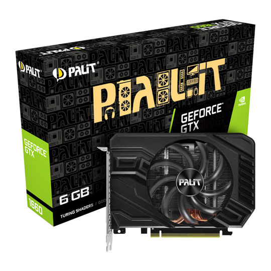 Видеокарта GF GTX1660, Palit StormX, 1785MHz/8000MHz, 192bit, 6GB GDDR5, DVI, HDMI, DP, OEM