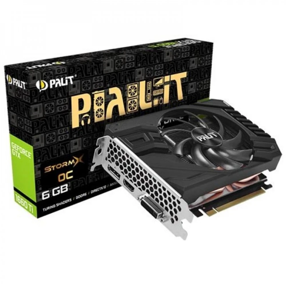 Видеокарта GF GTX1660Ti, Palit StormX, 1770MHz/12000MHz, 192bit, 6GB GDDR6, DVI-D, HDMI, DP — 2