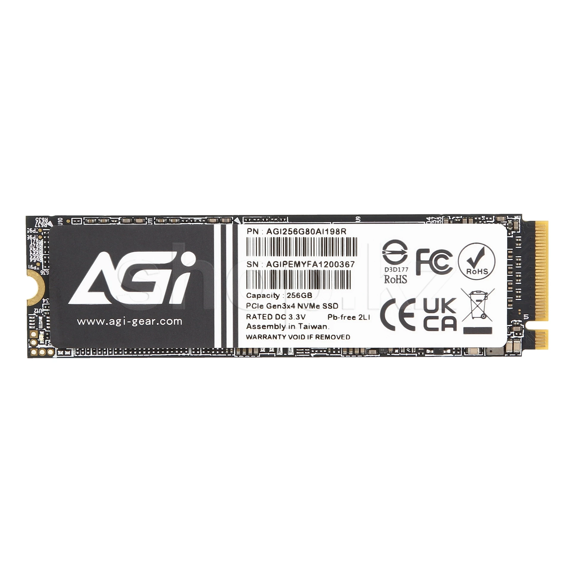 SSD 256GB AGI AI198R, М.2, read 1950 MB/s, write 1200 MB/s, PCIe 3.0, TLC