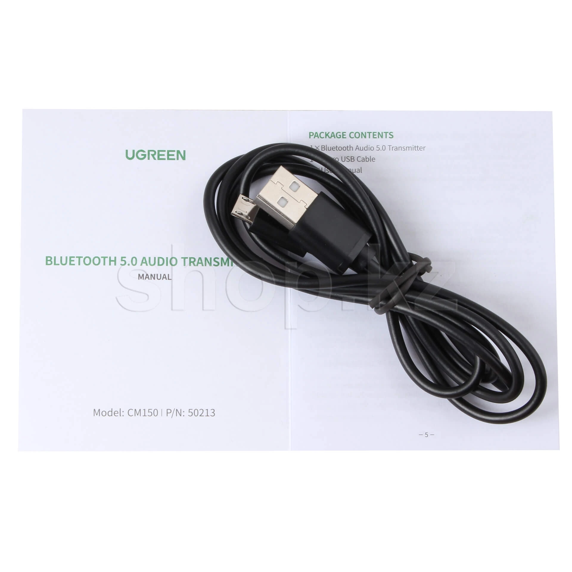 Трансмиттер Ugreen CM150, BT 5.0, 1xS/PDIF, microUSB — 2