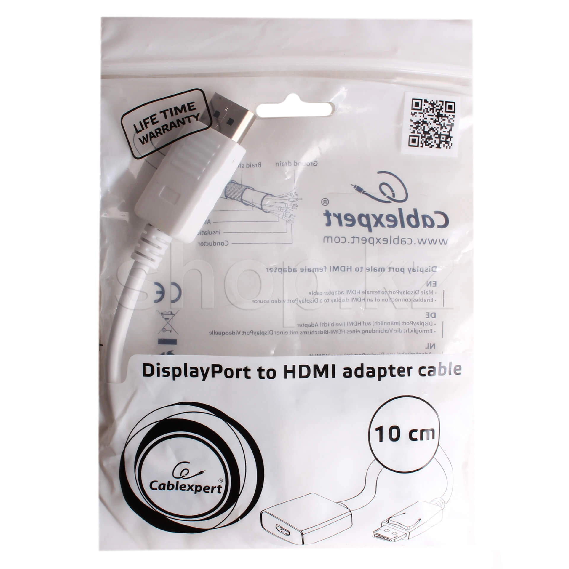 Переходник DisplayPort - HDMI Cablexpert A-DPM-HDMIF-002-W, 0.1m, male-female, White, OEM — 2