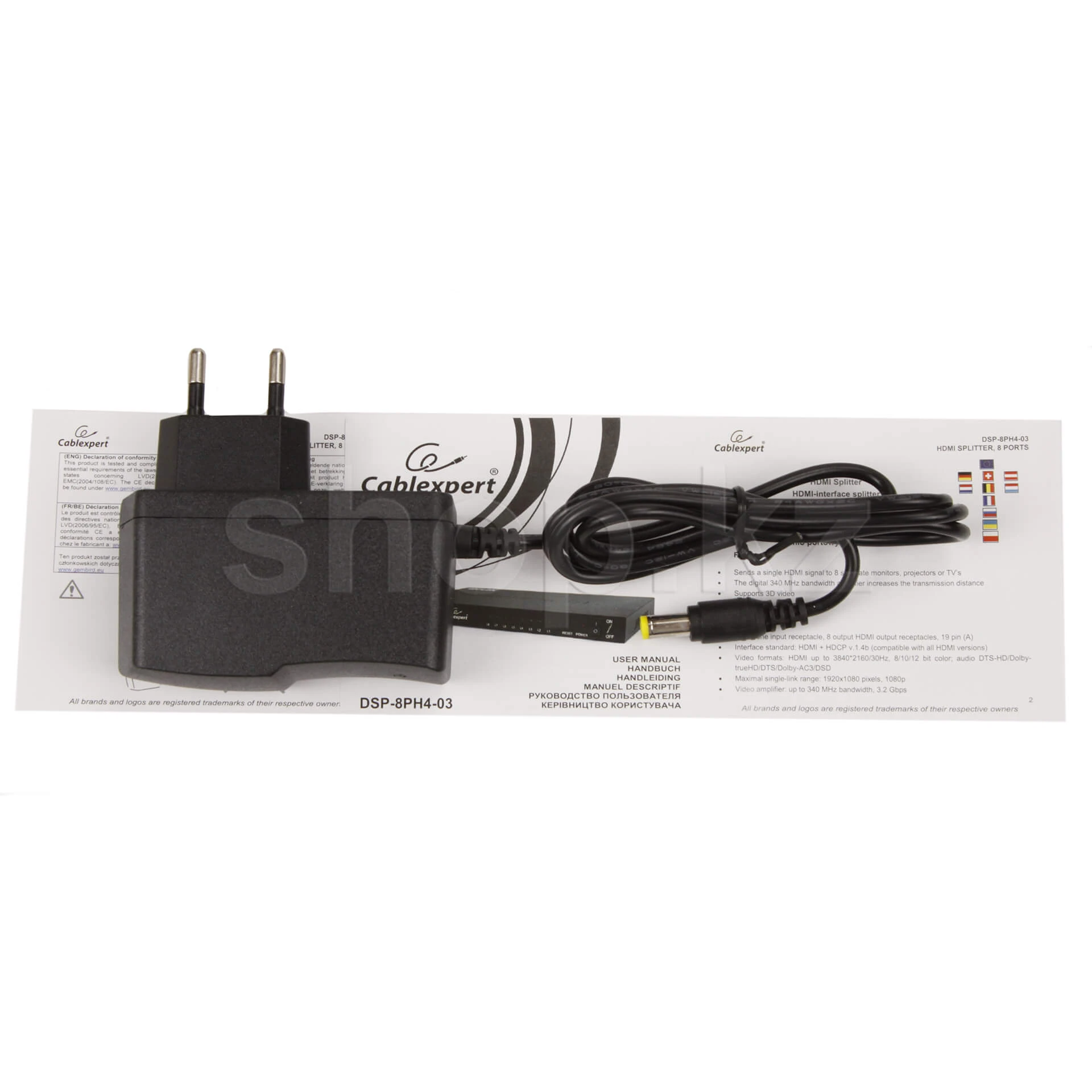 Разветвитель HDMI Cablexpert DSP-8PH4-03, 1х8 Splitter, 4K 30Hz, HDCP v.1.4 — 3
