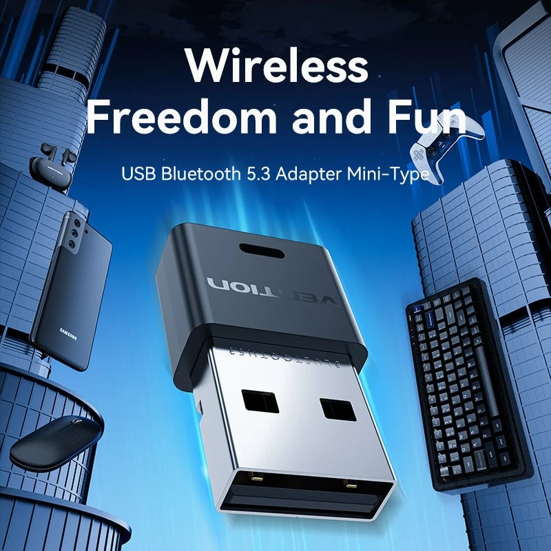 Адаптер USB Bluetooth Vention NAHB0, BT 5.3, Black — 2