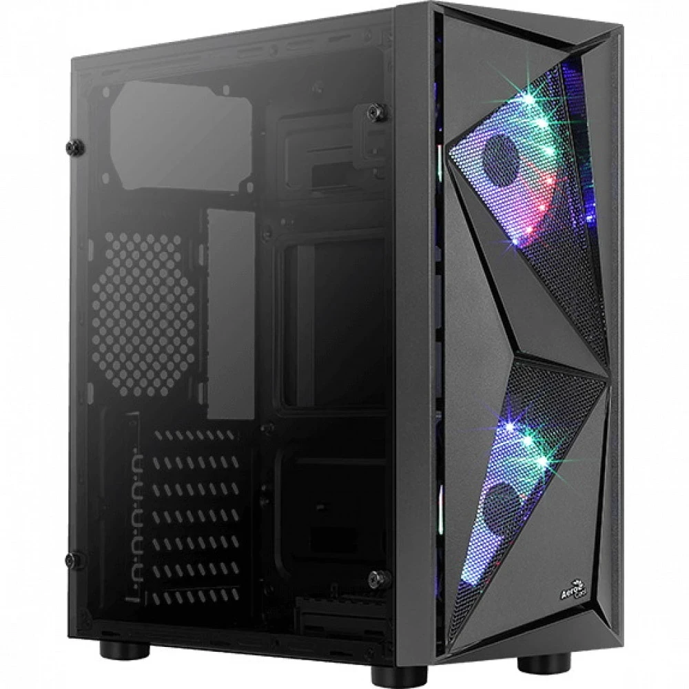 Корпус AeroCool Glider-G, Midi Tower, ATX, Black, 1x3.5"/4x2.5", 2xUSB, USB3.0, RGB