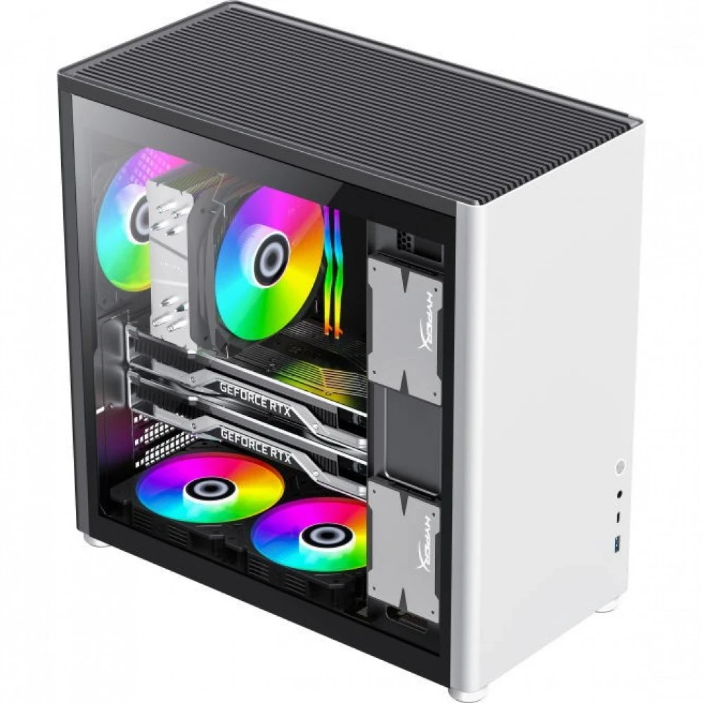 Корпус GameMax Spark Pro, Midi Tower, ATX, Black-White, 1x3.5"/3x2.5", USB3.0, USB-C