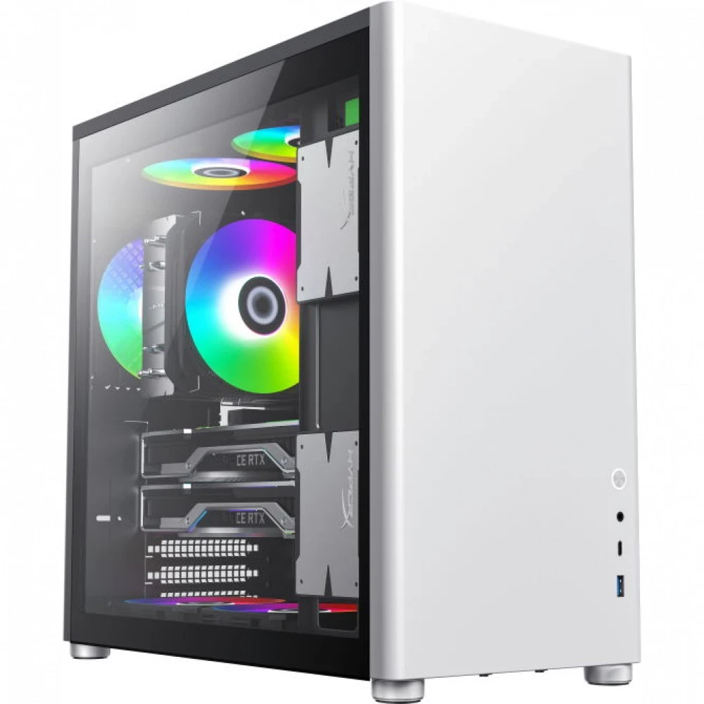 Корпус GameMax Spark Pro, Midi Tower, ATX, Black-White, 1x3.5"/3x2.5", USB3.0, USB-C — 2
