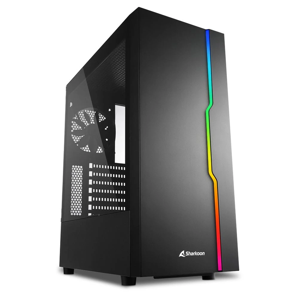 Корпус Sharkoon RGB Slider, Midi Tower, ATX, Black, 2x3.5"/5x2.5", USB2.0, 2xUSB3.0