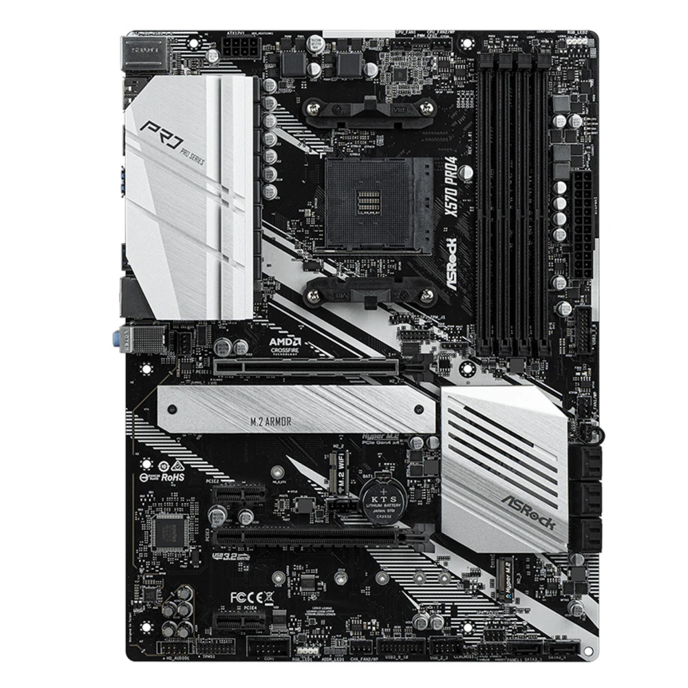 Матплата ASRock X570 Pro4, AM4, ATX, 4DDR-4, 2xPCI-Ex16, 8SATA, 2xM.2, HDMI, DP, 14USB — 2