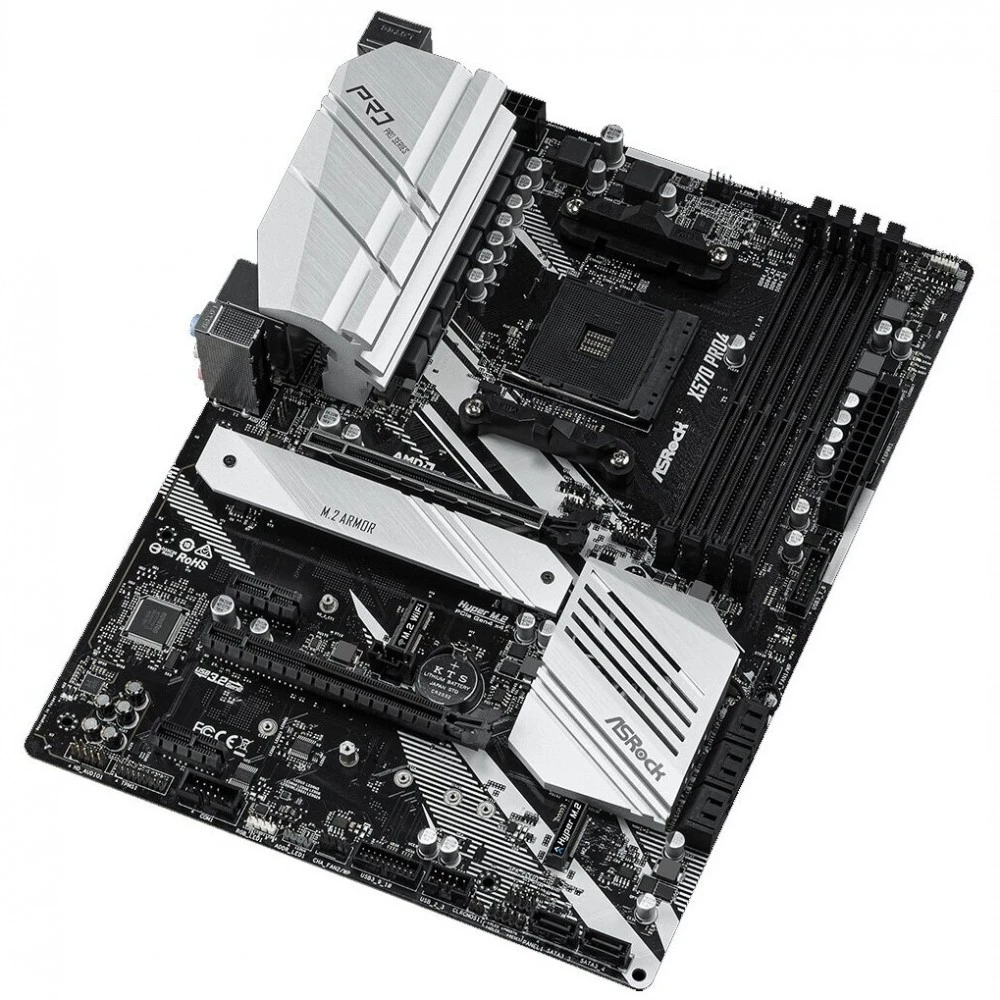 Матплата ASRock X570 Pro4, AM4, ATX, 4DDR-4, 2xPCI-Ex16, 8SATA, 2xM.2, HDMI, DP, 14USB — 3
