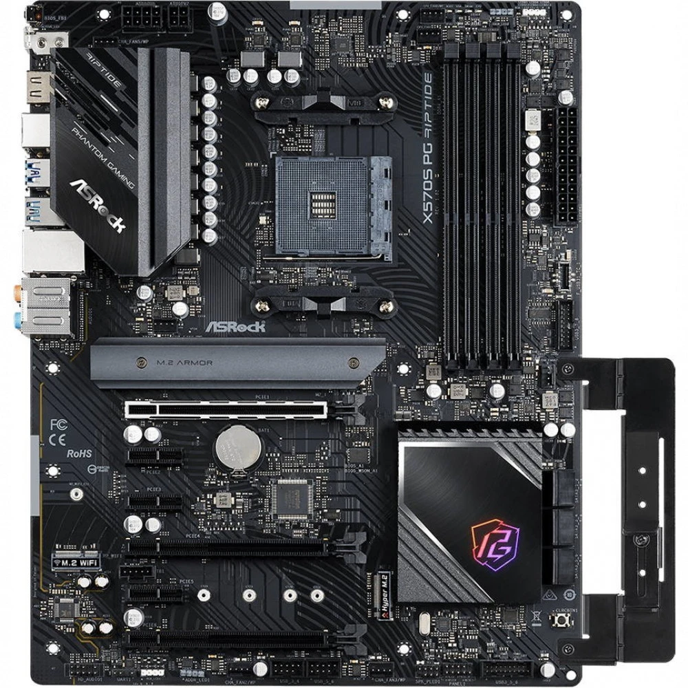 Матплата ASRock X570S PG Riptide, AM4, ATX, 4DDR-4, 3xPCI-Ex16, 6SATA, 2xM.2, HDMI, 17 USB — 3